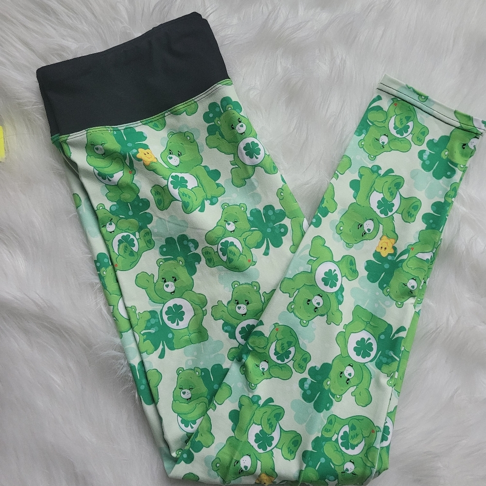 St Patrick day care bears leggings